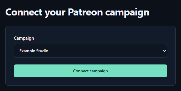 Beispiel der englischen Oberfläche: Patreon-Seite verbinden